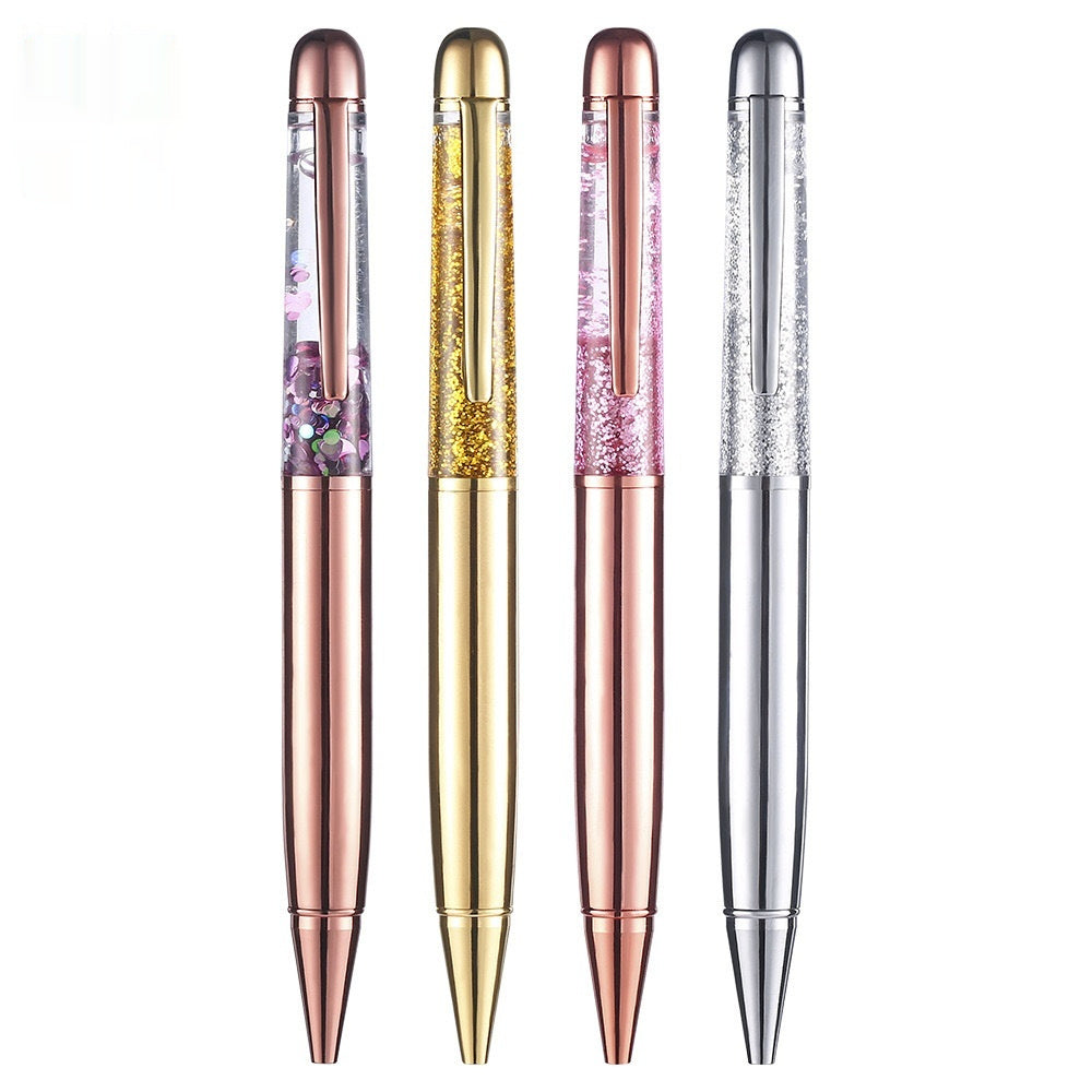 Stationery Large Fat Rose Gold Liquid Ball Pen collection featuring four elegant designs.